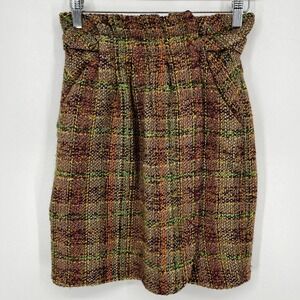 Odille Anthropologie Tweed High Rise Mini Skirt Women's Size 0 Multicolor Fall